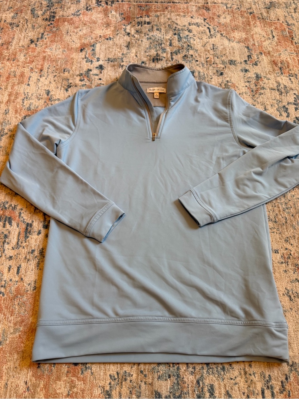 Peter Millar Sky Blue Zip-Neck Pullover- Boys Large